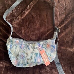 BAGGU Collina Strada Blue Thorns Medium Nylon Crescent Bag